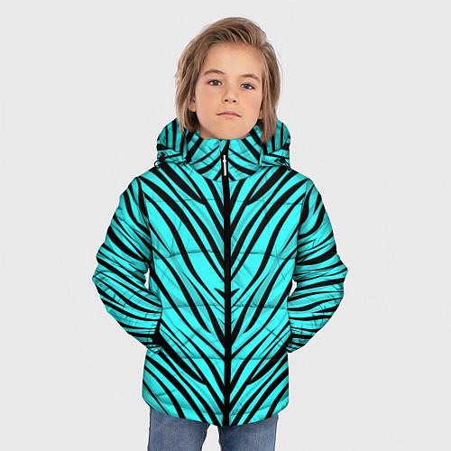 Зимняя куртка для мальчика Абстратный полосатый узор / 3D-Светло-серый – фото 3