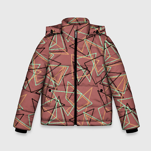 Зимняя куртка для мальчика Террактовый геометрический / 3D-Красный – фото 1