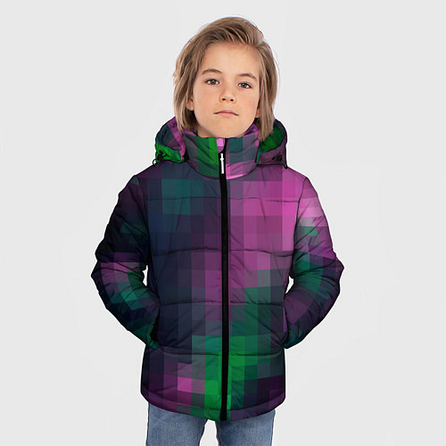 Зимняя куртка для мальчика Разноцветный геометрический уз / 3D-Светло-серый – фото 3