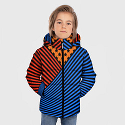 Куртка зимняя для мальчика Комбинированный полосатый узор, цвет: 3D-черный — фото 2