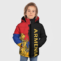Куртка зимняя для мальчика Armenia Flag and emblem, цвет: 3D-черный — фото 2