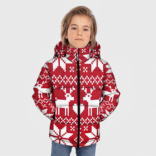 Зимняя куртка для мальчика Рождественские олени / 3D-Светло-серый – фото 3