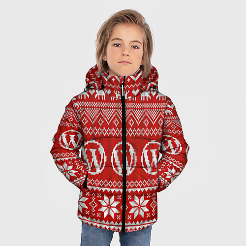 Зимняя куртка для мальчика Вязаный рисунок / 3D-Светло-серый – фото 3