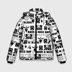 Куртка зимняя для мальчика BON JOVI ЛОГОБОМБИНГ БОН ДЖОВИ ПАТТЕРН, цвет: 3D-черный