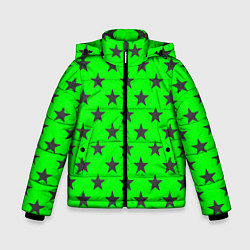 Зимняя куртка для мальчика Звездный фон зеленый