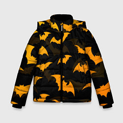 Куртка зимняя для мальчика ЛЕТУЧИЕ МЫШИ НОЧЬ ХЕЛЛОУИН HALLOWEEN NIGHT BATS, цвет: 3D-черный