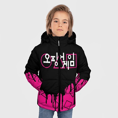 Зимняя куртка для мальчика Игра в кальмара: Логотип / 3D-Светло-серый – фото 3