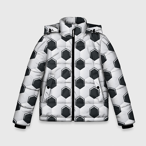 Зимняя куртка для мальчика Текстура футбольного мяча / 3D-Светло-серый – фото 1