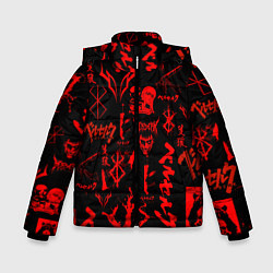 Куртка зимняя для мальчика БЕРСЕРК ПАТТЕРН СИМВОЛИКА КЛЕЙМО, цвет: 3D-черный