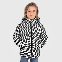 Куртка зимняя для мальчика Черно-белая клетка Black and white squares, цвет: 3D-черный — фото 2