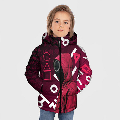 Зимняя куртка для мальчика ИГРА В КАЛЬМА, УЗОР ИЕРОГЛИФЫ / 3D-Светло-серый – фото 3
