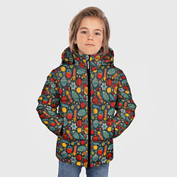 Куртка зимняя для мальчика Новогодняя Праздничная Символика, цвет: 3D-черный — фото 2