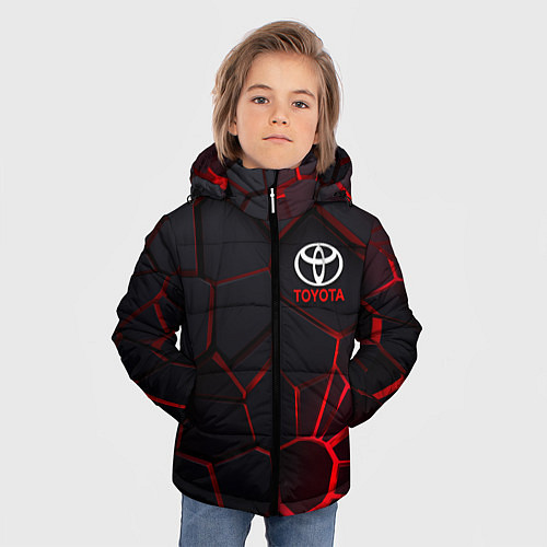 Зимняя куртка для мальчика Тойота 3D плиты с подсветкой / 3D-Светло-серый – фото 3