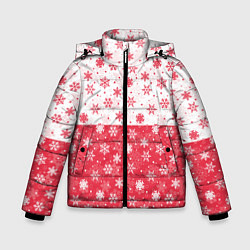 Куртка зимняя для мальчика Снежинки красно-белые, цвет: 3D-красный