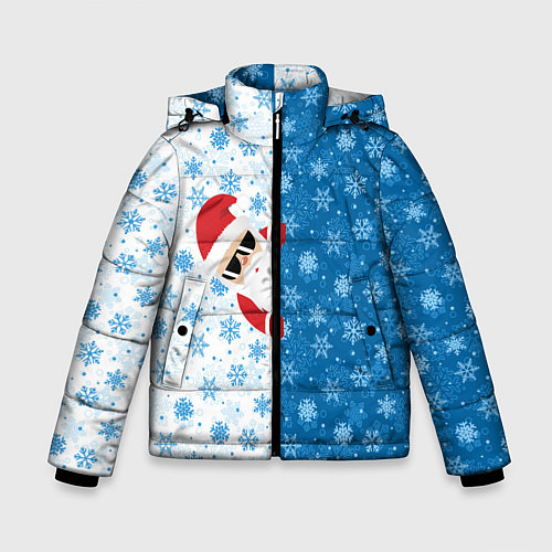 Зимняя куртка для мальчика С Новым Годом дед мороз / 3D-Светло-серый – фото 1