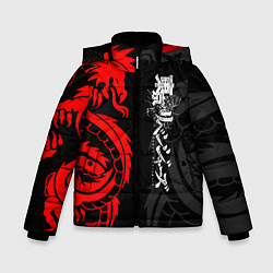 Куртка зимняя для мальчика Токийские Мстители: Красный дракон, цвет: 3D-черный