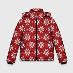 Куртка зимняя для мальчика Снежный орнамент, цвет: 3D-красный
