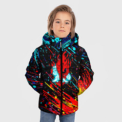 Куртка зимняя для мальчика Cyberpunk 2077 Цветные брызги, цвет: 3D-черный — фото 2