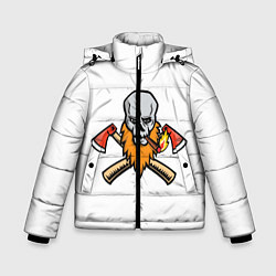 Куртка зимняя для мальчика Бородатый Череп Дровосека, цвет: 3D-черный