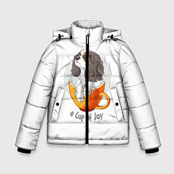 Куртка зимняя для мальчика Кавалер Кинг Чарльз Спаниель, цвет: 3D-черный