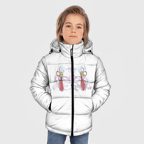 Зимняя куртка для мальчика Маска бакэнэко / 3D-Светло-серый – фото 3
