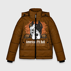 Куртка зимняя для мальчика Американский Питбультерьер Pit Bull Terrier, цвет: 3D-черный
