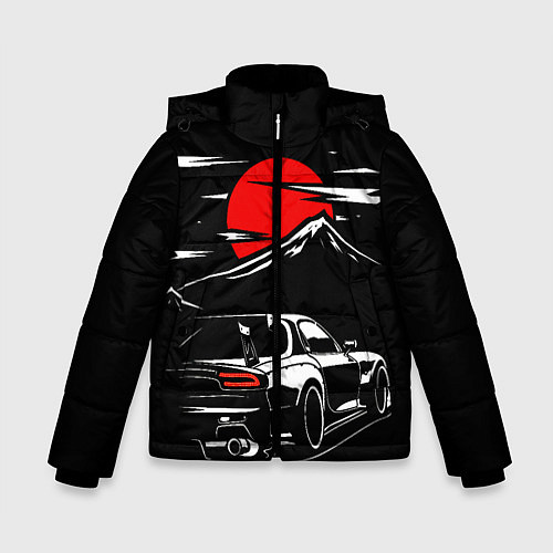 Зимняя куртка для мальчика MAZDA RX 7 Мазда при свете красной луны / 3D-Красный – фото 1