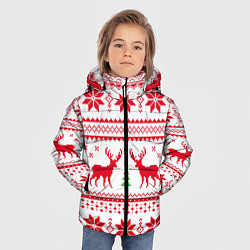 Куртка зимняя для мальчика Новогодний узор с оленями, цвет: 3D-красный — фото 2