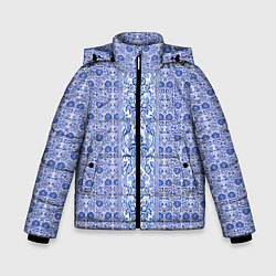 Куртка зимняя для мальчика Русские узоры Гжель, цвет: 3D-черный