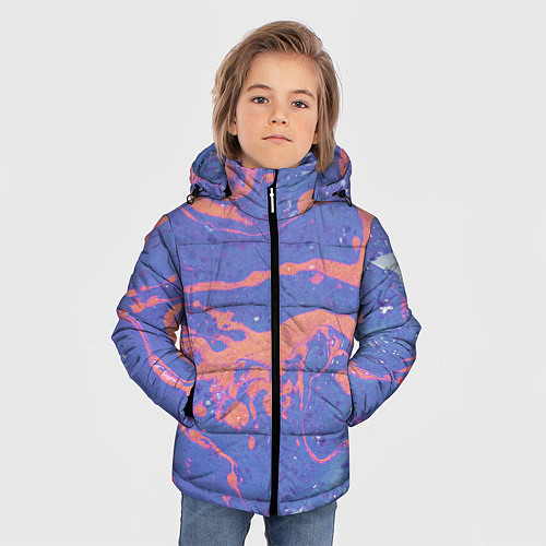 Зимняя куртка для мальчика Текстура Fluid Art / 3D-Светло-серый – фото 3