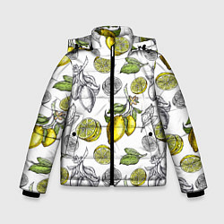 Куртка зимняя для мальчика Лимонный паттерн, цвет: 3D-светло-серый
