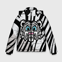 Куртка зимняя для мальчика Забавный Белый тигр, цвет: 3D-черный