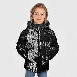 Куртка зимняя для мальчика Японский Дракон Иероглифы Dragon Japan, цвет: 3D-черный — фото 2