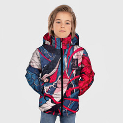 Куртка зимняя для мальчика Самурай Якудза, змей, скелет, цвет: 3D-светло-серый — фото 2