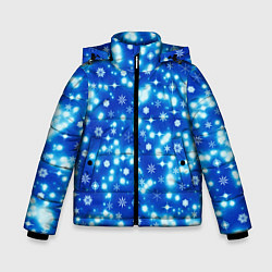 Куртка зимняя для мальчика Сверкающие снежинки, цвет: 3D-черный