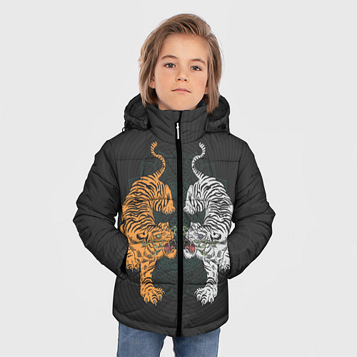 Зимняя куртка для мальчика Два тигра / 3D-Светло-серый – фото 3