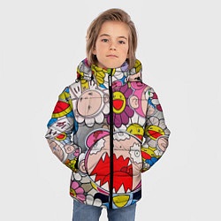 Куртка зимняя для мальчика Takashi Murakami кричащий арт, цвет: 3D-черный — фото 2