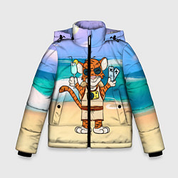 Зимняя куртка для мальчика Тигр в отпуске на новый год на море