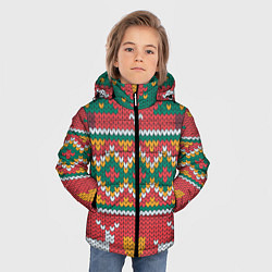 Куртка зимняя для мальчика Вязаные олени в узоре, цвет: 3D-светло-серый — фото 2