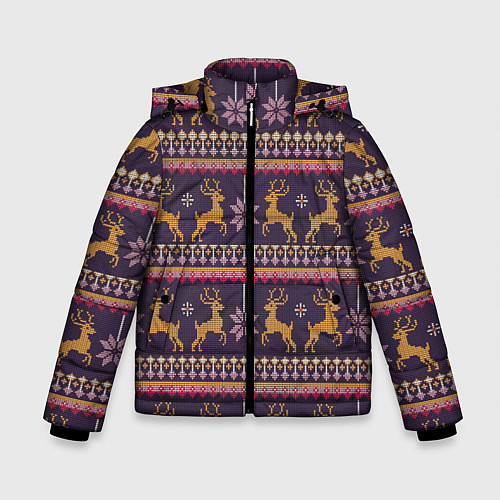 Зимняя куртка для мальчика Новогодний свитер c оленями 2 / 3D-Красный – фото 1