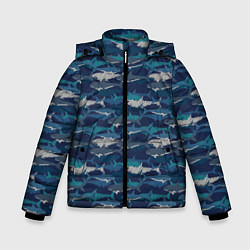 Куртка зимняя для мальчика Хищные Акулы, цвет: 3D-светло-серый