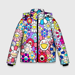Куртка зимняя для мальчика Цветы Takashi Murakami, цвет: 3D-светло-серый