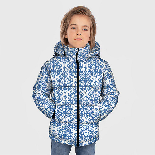 Зимняя куртка для мальчика Зимнее кружевство / 3D-Светло-серый – фото 3