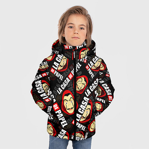 Зимняя куртка для мальчика БУМАЖНЫЙ ДОМ LA CASA DE PAPEL ЛОГО УЗОР / 3D-Светло-серый – фото 3