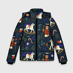 Зимняя куртка для мальчика Щелкунчик паттерн с лошадкой
