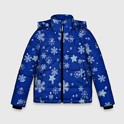 Куртка зимняя для мальчика Снежинки, цвет: 3D-черный