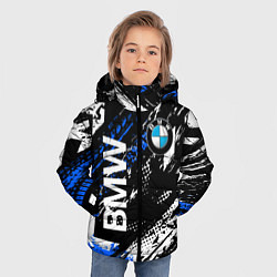 Куртка зимняя для мальчика BMW следы от шин, цвет: 3D-светло-серый — фото 2