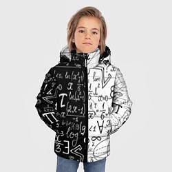Куртка зимняя для мальчика ЧЁРНО БЕЛЫЕ ФОРМУЛЫ ФИЗИКА МАТЕМАТИКА, цвет: 3D-черный — фото 2