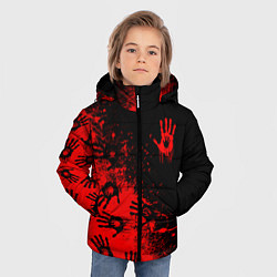 Куртка зимняя для мальчика Death Stranding Отпечаток рук паттерн, цвет: 3D-черный — фото 2