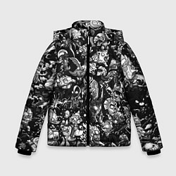 Куртка зимняя для мальчика DOTA 2 ВСЕ ПЕРСОНАЖИ ЧЁРНО БЕЛЫЙ, цвет: 3D-черный